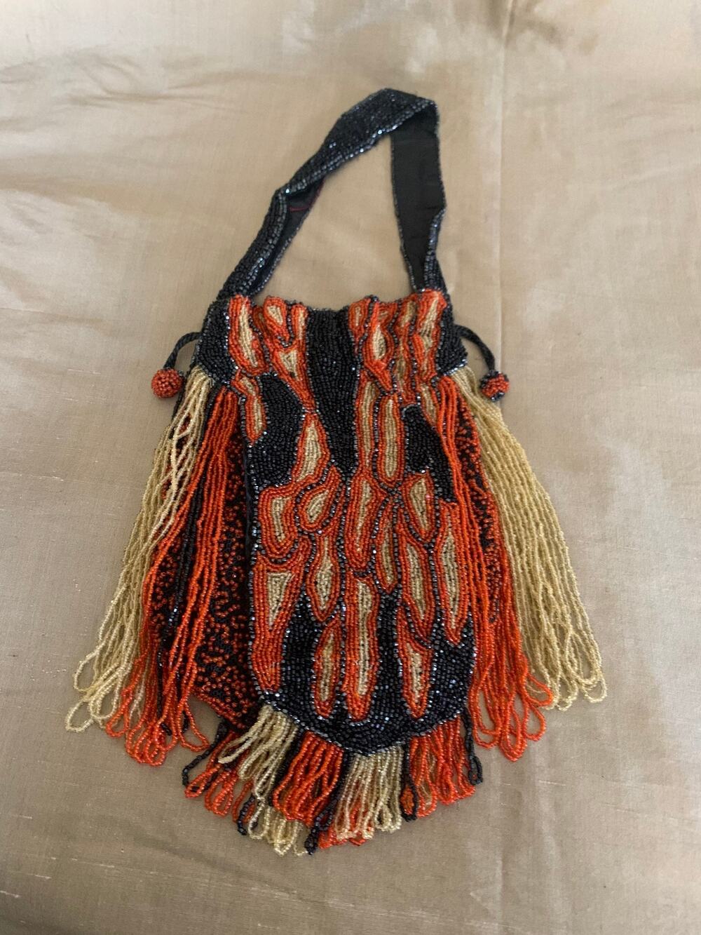 Double glass beaded purse 1920s rare